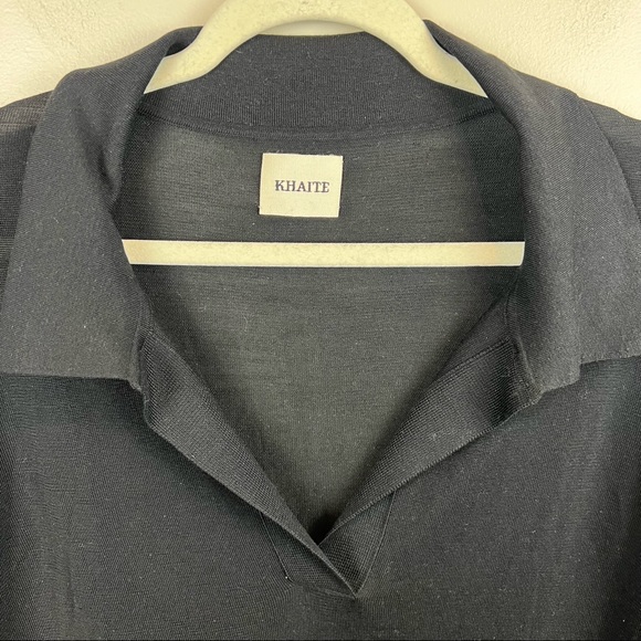 KHAITE Verena Long Sleeve Polo Stretch Silk Shirtdress in Large - Picture 6 of 9